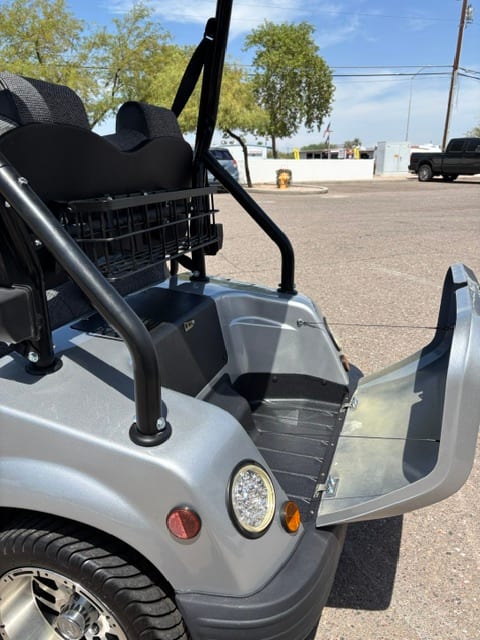 Open storage compartment and lighting detail on the 2018 Tomberlin
