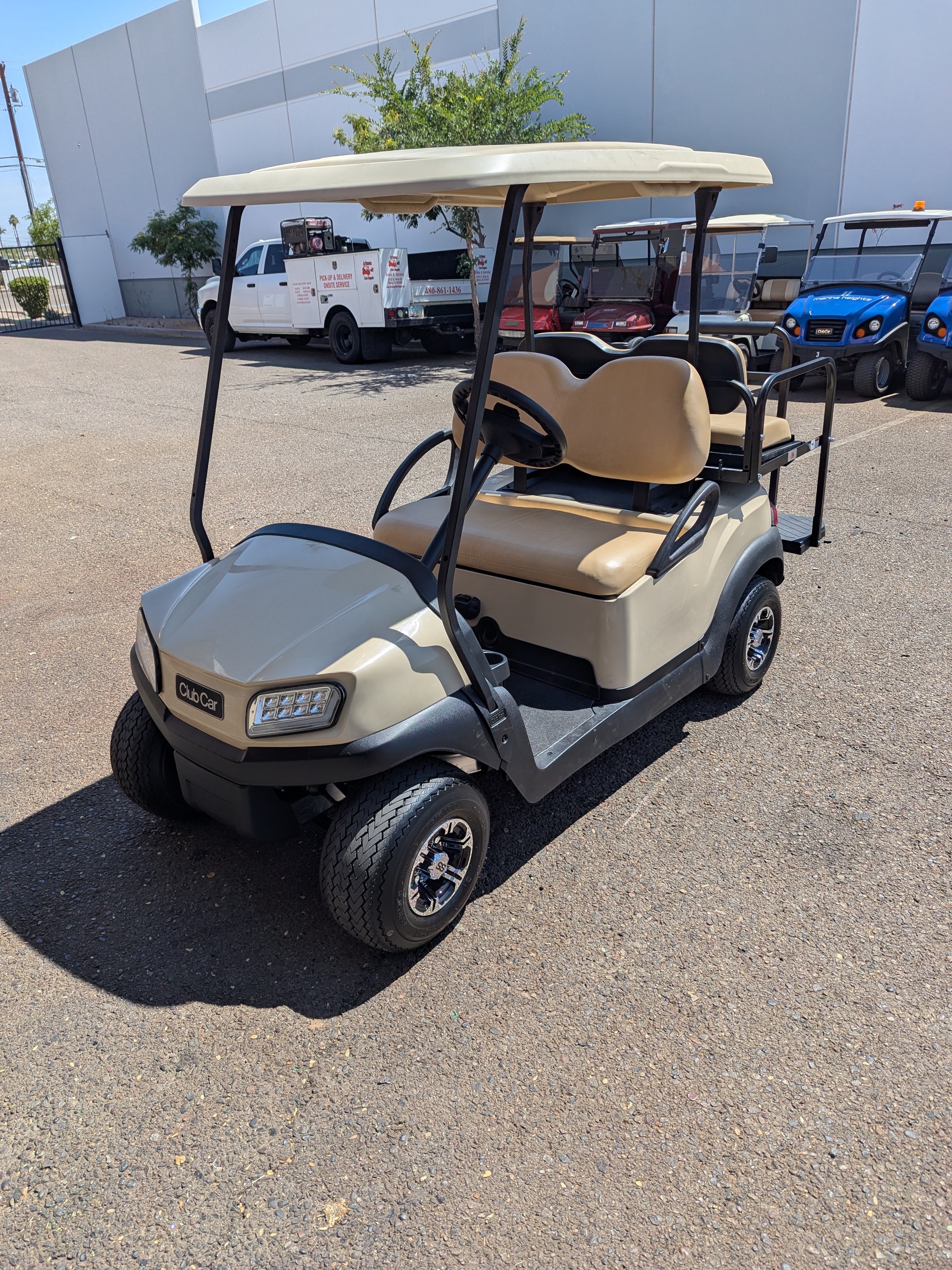 Full golf cart view with tan custom seat package