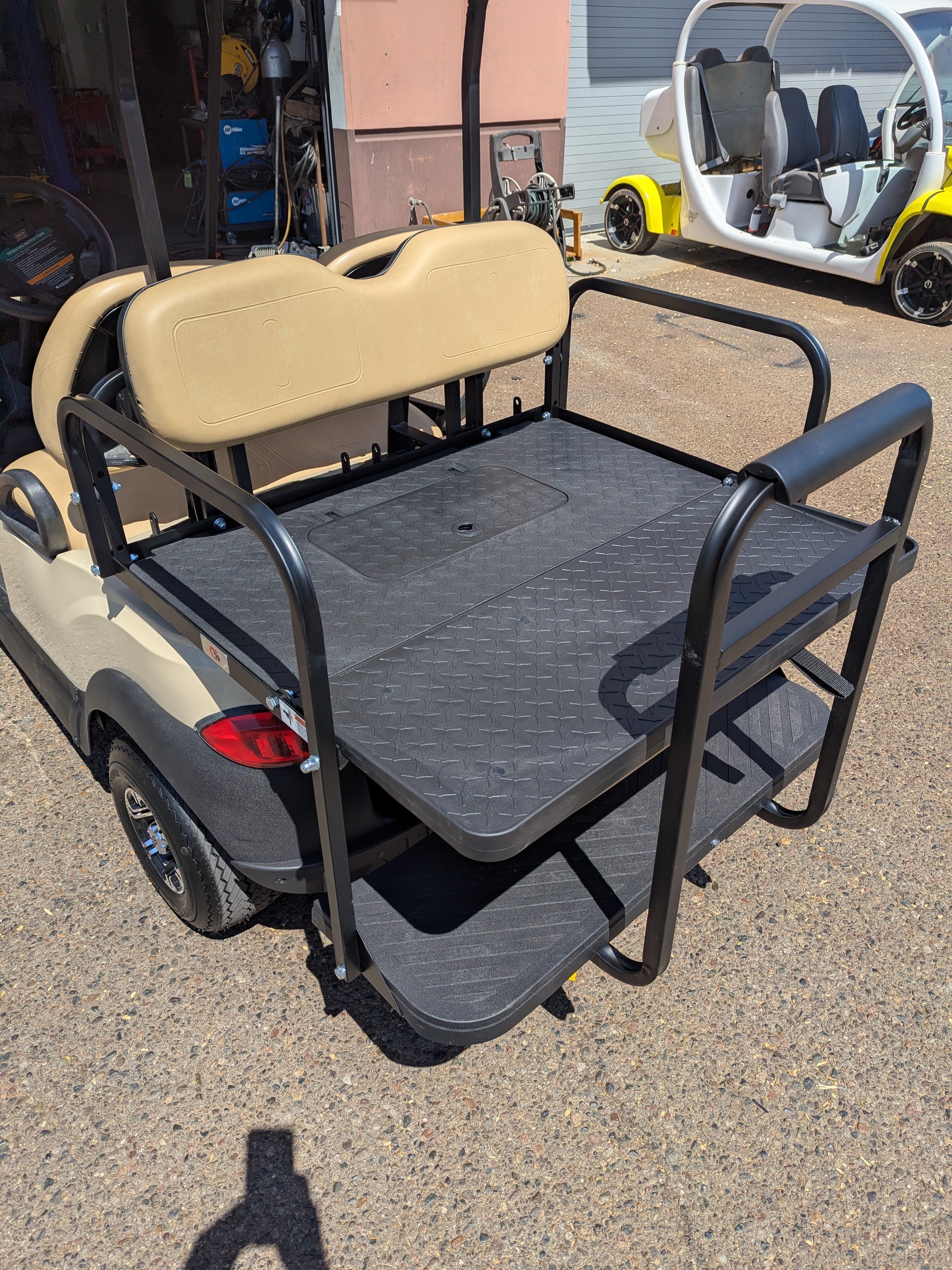 Rear utility platform and seat accessory setup